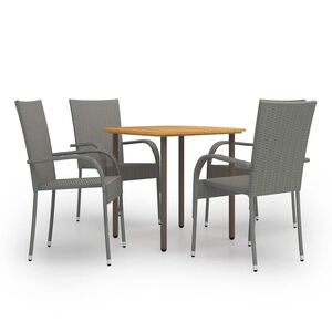 vidaXL Set de muebles de comedor de jard&iacute;n 5 piezas rat&aacute;n PE gris