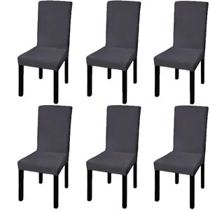 vidaXL Funda para silla el&aacute;stica recta 6 unidades gris antracita