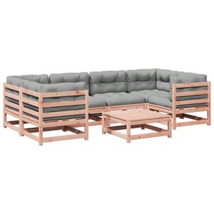 vidaXL Set de sof&aacute;s jard&iacute;n 7 pzas con cojines madera abeto Douglas