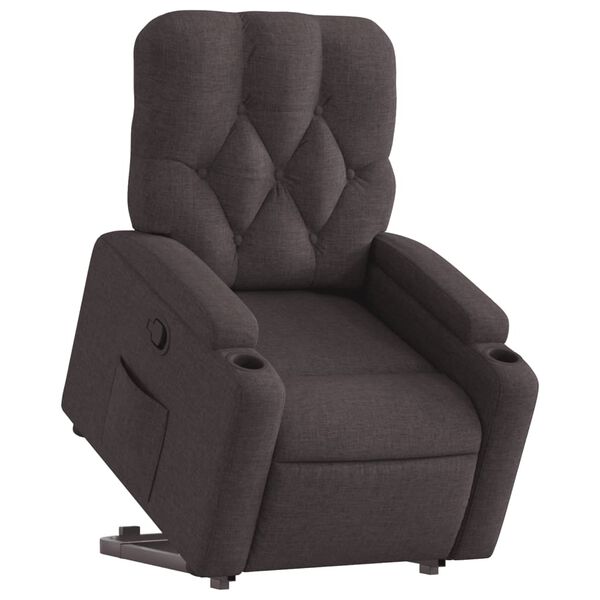 vidaXL Sill&oacute;n reclinable elevable tela marr&oacute;n oscuro