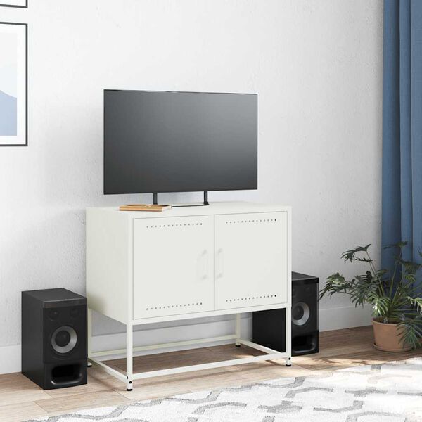vidaXL Mueble para TV de acero blanco 68,5x39x60,5 cm