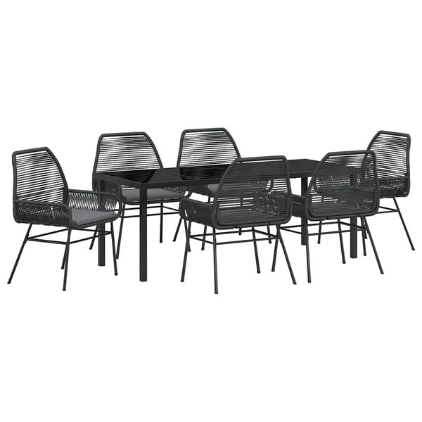 vidaXL Conjunto de Comedor de Jard&iacute;n 7 pcs Negro rat&aacute;n sint&eacute;tico