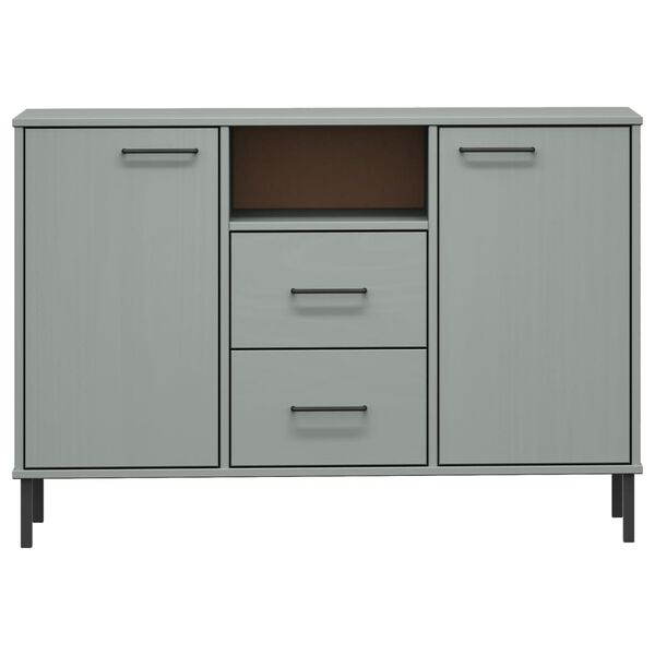 vidaXL Aparador con patas metal OSLO madera maciza gris 113x40x77 cm