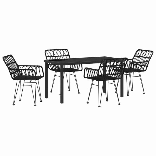 vidaXL Conjunto de Comedor de Jard&iacute;n 5 pcs Negro