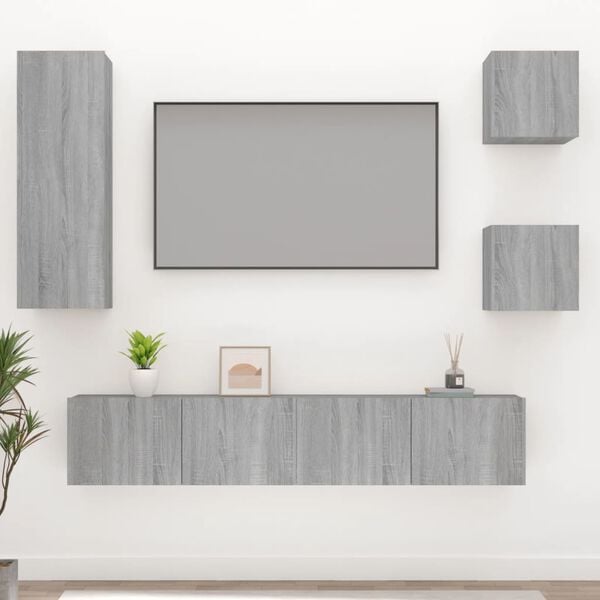 vidaXL Set de muebles para TV 5 pzas madera contrachapada gris Sonoma