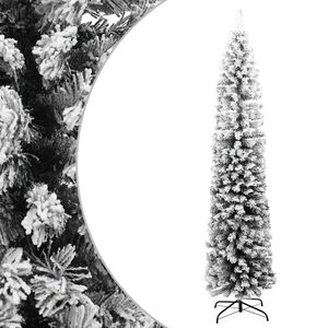 vidaXL &Aacute;rbol de Navidad artificial delgado verde con nieve PVC 240 cm