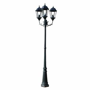 vidaXL Farola de jard&iacute;n 3 brazos 230 cm verde oscuro/negro aluminio