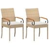vidaXL Sillas de jard&iacute;n 2 uds. Beige y blanco crema Polirat&aacute;n y Acacia