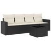 vidaXL Set de muebles de jard&iacute;n 5 pzas y cojines rat&aacute;n sint&eacute;tico negro