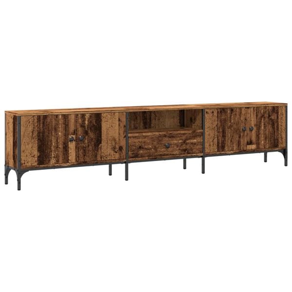 vidaXL Mueble TV con caj&oacute;n madera ingenier&iacute;a envejecida 200x25x44 cm
