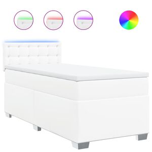 vidaXL Cama box spring con colch&oacute;n cuero sint&eacute;tico blanco 100x200 cm