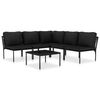 vidaXL Juego de muebles de jard&iacute;n 6 piezas con cojines PVC negro