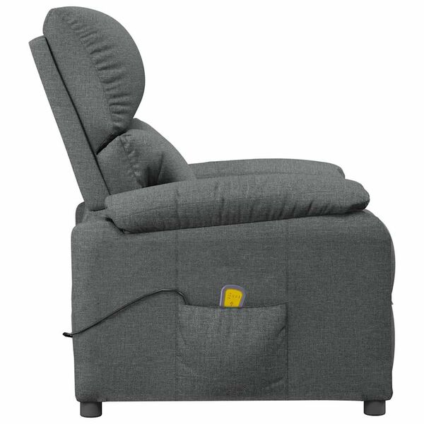 vidaXL Sillón de masaje de tela gris oscuro
