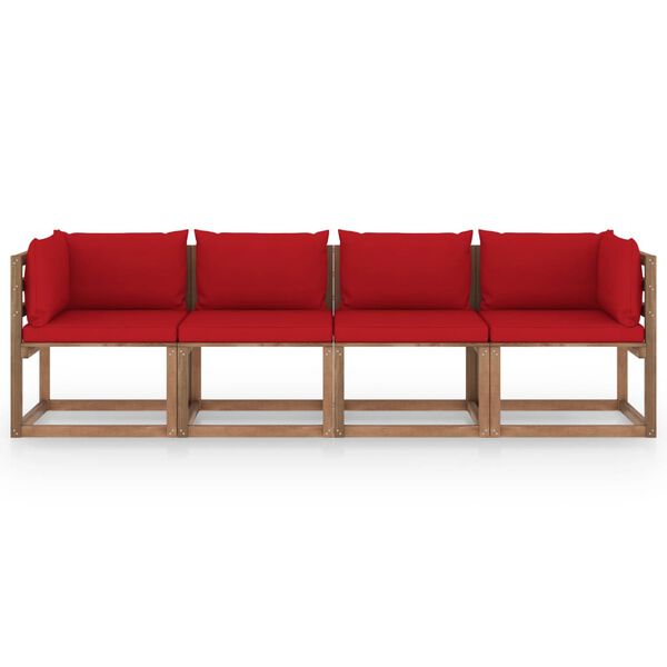 vidaXL Sof&aacute; de palets 4 plazas cojines madera de pino impregnada