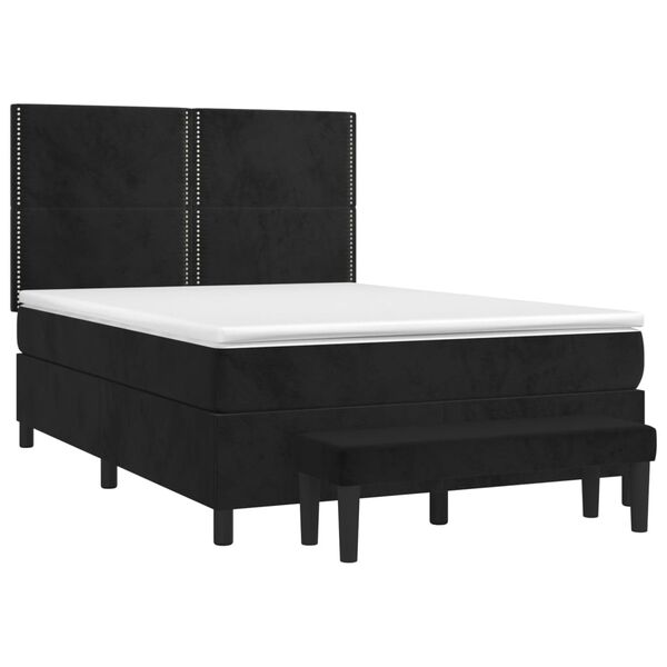 vidaXL Cama box spring con colch&oacute;n terciopelo negro 140x190 cm