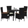vidaXL Conjunto de Comedor de Jard&iacute;n con coj&iacute;n 5 pcs Negro