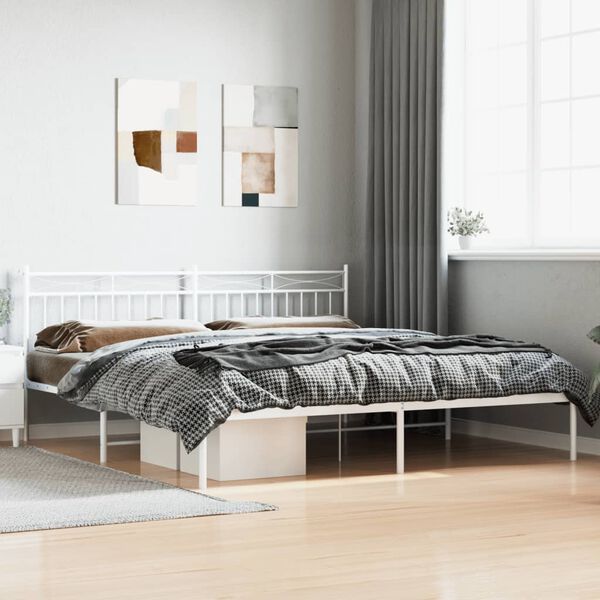 vidaXL Estructura cama sin colch&oacute;n con cabecero metal blanco 200x200cm