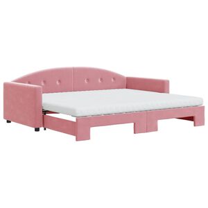 vidaXL Sof&aacute; cama nido con colch&oacute;n terciopelo rosa 90x200 cm
