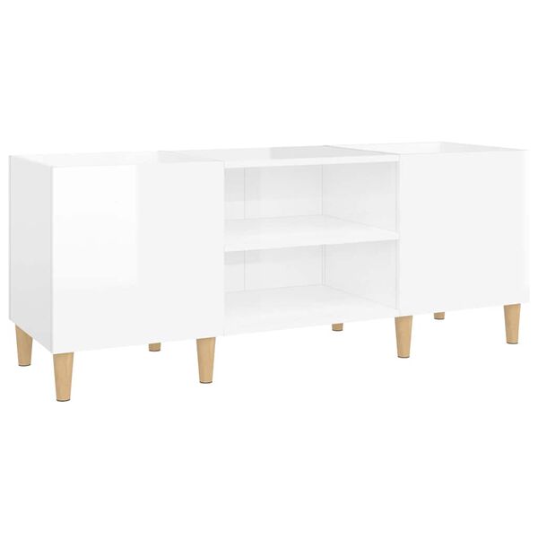 vidaXL Mueble discos madera contrachapada blanco brillo 121x38x48 cm