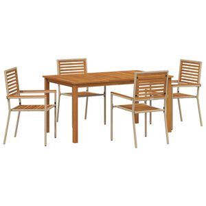 vidaXL Conjunto de Comedor de Jard&iacute;n 5 pcs Beige Polirat&aacute;n