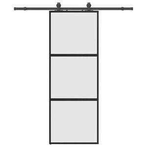 vidaXL Puerta corredera con herrajes negro 76x205 cm vidrio templado