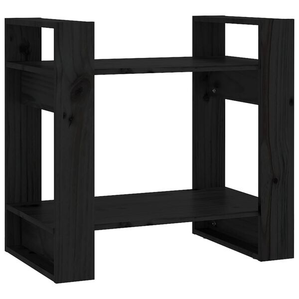 vidaXL Estantería/divisor de espacios madera pino negro 60x35x57 cm