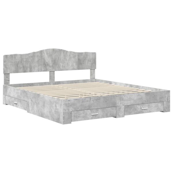 vidaXL Estructura de cama con cabecera Gris Concreto 200 x 200 cm