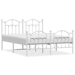 vidaXL Estructura cama sin colch&oacute;n con estribo metal blanco 140x190 cm