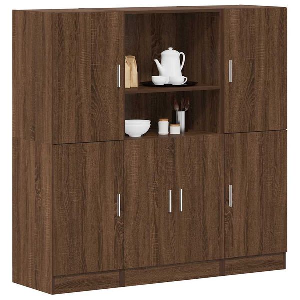vidaXL Set de muebles de cocina 3 pzas madera ingenier&iacute;a roble marr&oacute;n