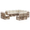 vidaXL Conjunto de sof&aacute;s de jard&iacute;n 11 pcs Beige rat&aacute;n sint&eacute;tico