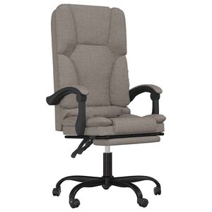 vidaXL Silla de oficina reclinable con masaje tela gris taup&eacute;