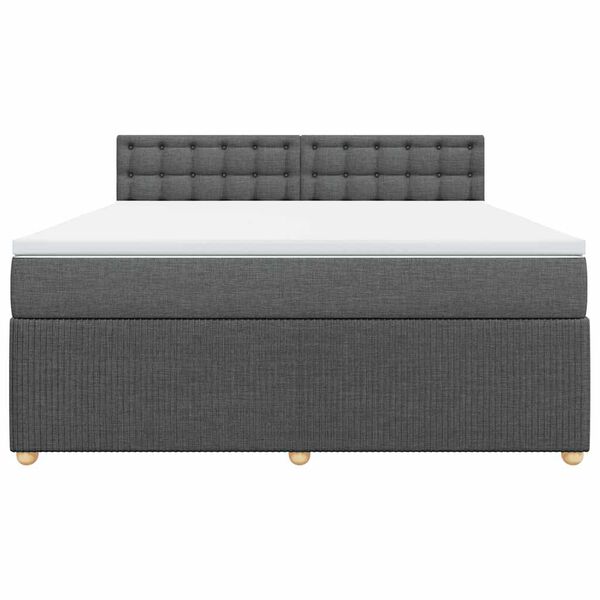 vidaXL Cama box spring con colch&oacute;n tela gris oscuro 180x200 cm