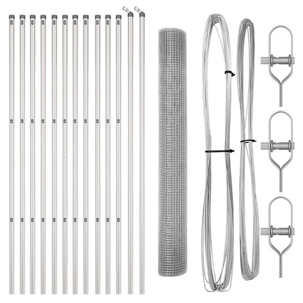 vidaXL Poste de Valla Plateado 25 x 1 m (19 x 19 mm malla) Acero