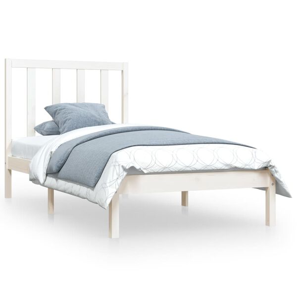 vidaXL Estructura de cama sin colch&oacute;n madera de pino blanco 100x200 cm