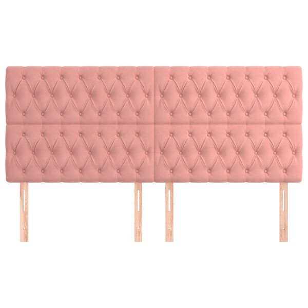 vidaXL Cabecero de cama rosa 180x7x118/128 cm Terciopelo