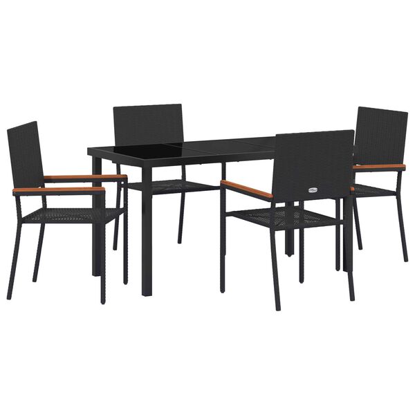 vidaXL Conjunto de Comedor de Jard&iacute;n 5 pcs Negro rat&aacute;n sint&eacute;tico