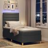 vidaXL Cama Box Spring LED con colch&oacute;n Gris oscuro 90 x 200 cm tela