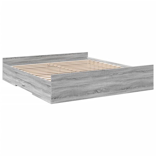 vidaXL Cama con cajones madera ingenier&iacute;a gris Sonoma 180x200 cm