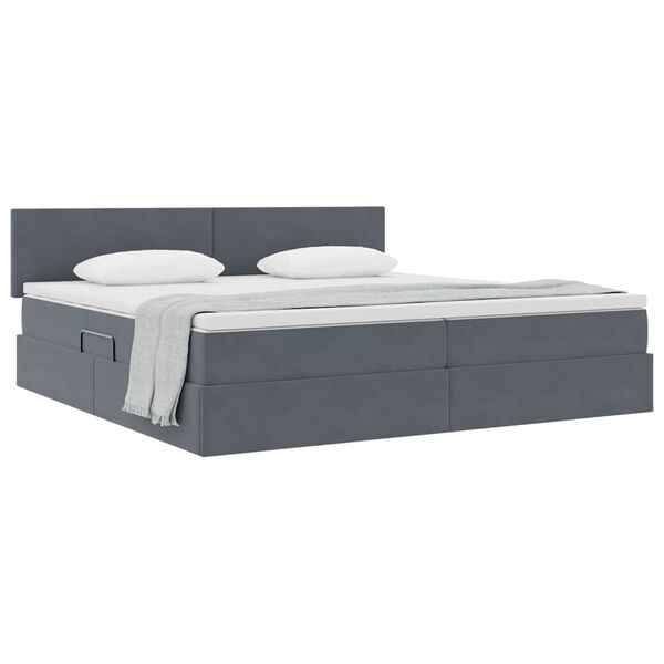 vidaXL Cama con almacenamiento Gris oscuro 200 x 200 cm Terciopelo