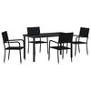 vidaXL Conjunto de Comedor de Jard&iacute;n 5 pcs Negro rat&aacute;n sint&eacute;tico