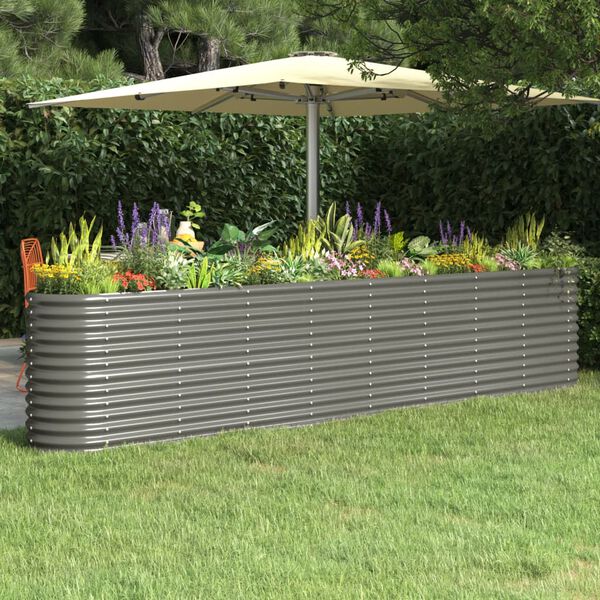 vidaXL Jardinera arriate acero galvanizado gris 332x40x68 cm