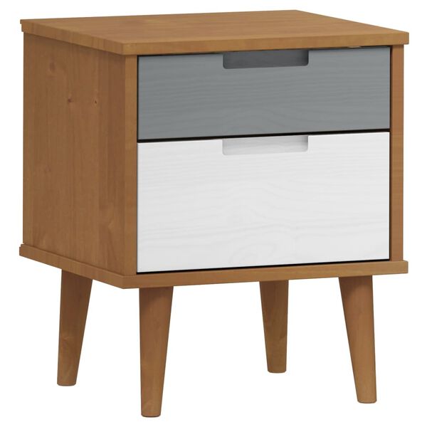 vidaXL Mesita de noche MOLDE madera maciza de pino marr&oacute;n 40x35x48 cm