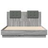 vidaXL Cama con cabecero madera de ingenier&iacute;a gris Sonoma 135x190 cm