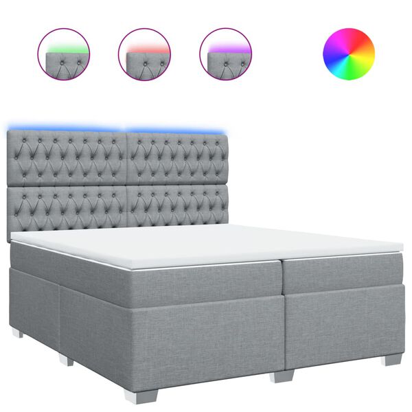 vidaXL Cama box spring con colch&oacute;n tela gris claro 200x200 cm