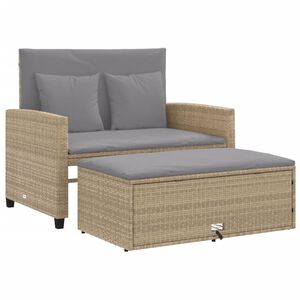 vidaXL Sof&aacute; de jard&iacute;n con cojines de 2 plazas rat&aacute;n sint&eacute;tico beige