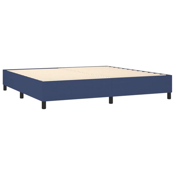 vidaXL Cama box spring con colch&oacute;n tela azul 200x200 cm