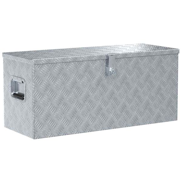 vidaXL Caja de aluminio plateado 90,5x35x40 cm
