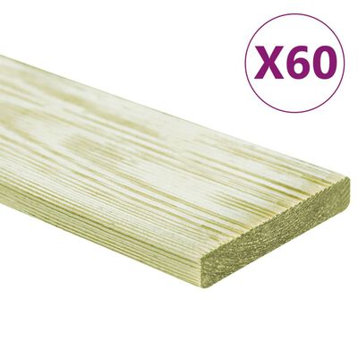 vidaXL Tablas para terraza 60 uds madera de pino impregnada 7,2 m² 1m