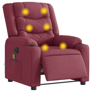 vidaXL Sill&oacute;n de masaje reclinable el&eacute;ctrico tela rojo tinto