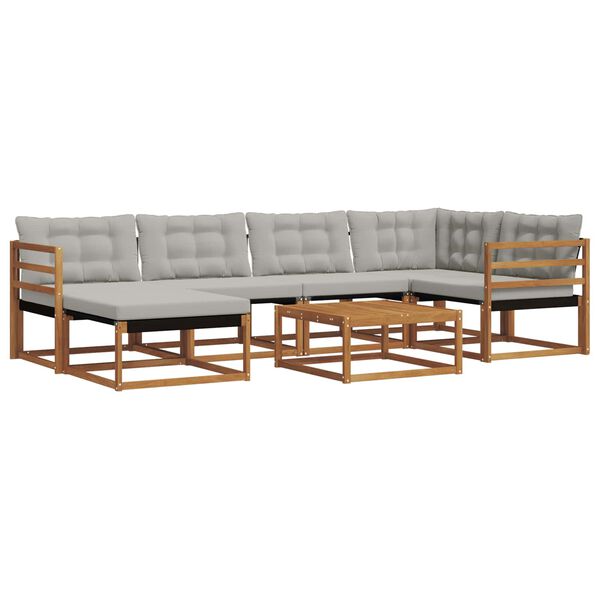 vidaXL Conjunto de sof&aacute;s de exterior 7 pcs Gris Natural y Claro